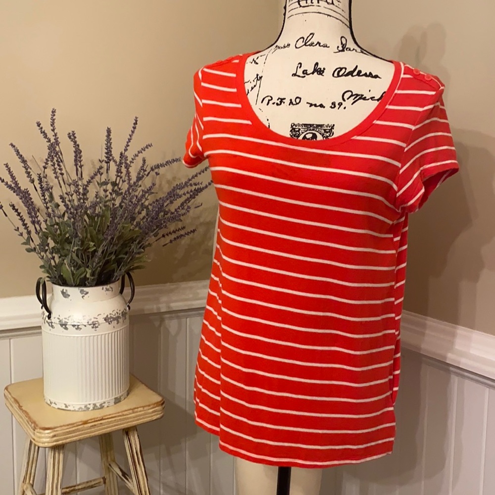 Women’s Columbia red and white stripe T